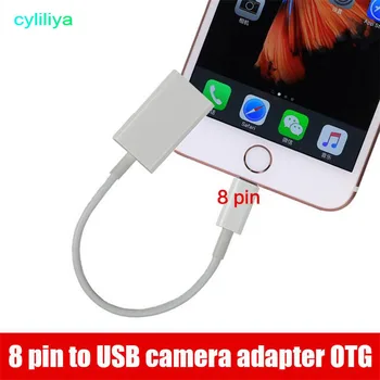 Cyliliya 10pcs Vairumtirdzniecības 8 pin Male USB Sieviešu OTG Adapteri 8pin Kabelis Priekš iPhone 7 6 Plus 5G iPad 4 Mini Gaisa Baltā Krāsā