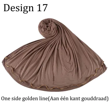 D17 Dizaina 17 viens zelta līnijas Indiase Arabische Nederlandse Islamitische Vrouw Gebed Jersey Hijab lakatu ar Rhinestone