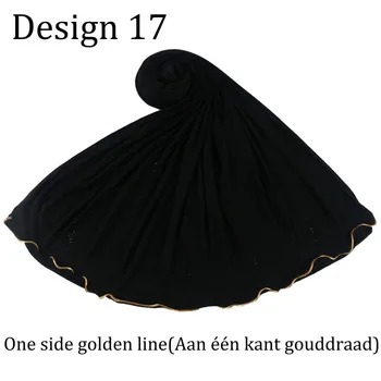 D17 Dizaina 17 viens zelta līnijas Indiase Arabische Nederlandse Islamitische Vrouw Gebed Jersey Hijab lakatu ar Rhinestone