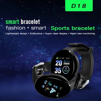D18 Smart Skatīties Smart Aproce Vīriešiem, Sirdsdarbības Ātrums, Asinsspiediens Bluetooth Smartwatch Fitnesa Tracker Veselības Aproce Ūdensizturīgs