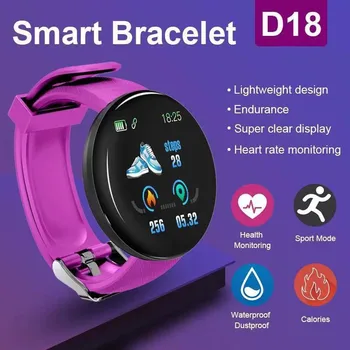 D18 Smart Skatīties Vīrieši Sievietes asinsspiediens, Sirdsdarbības Tracker Modes Smartwatch IP65 Waterproof Sports Fitness Tracker Skatīties