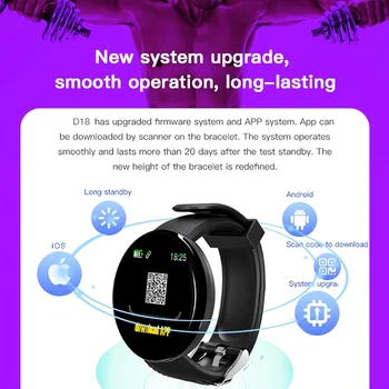 D18 Smart Skatīties Vīrieši Sievietes asinsspiedienu Kārta Smartwatch Ūdensizturīgs Sporta Smart Skatīties Fitnesa Tracker Android, IOS PK D13