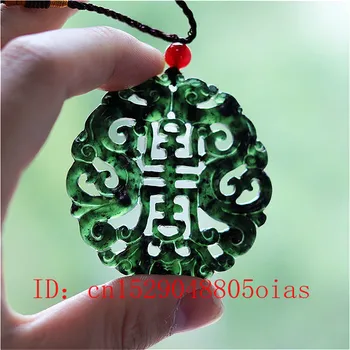 Dabas Black Zaļā Ķīnas Jade Dragon Kulons, Kaklarota, Modes Šarmu, Rotaslietas Double-sided Dobi Cirsts Amuletu Dāvanas Sievietēm