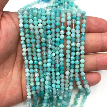 Dabas Slīpētas Amazonite Maza Izmēra Pērlītes Dārgakmens Apaļas Pērles Par DIY Rotaslietu izgatavošana, Kaklarota, Rokassprādze Auskari Daļa 2 3 4 MM
