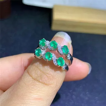 Dabas smaragds gredzenu 925 sudraba dāmas gredzenu, greznā atmosfērā, cienītiem un elegants