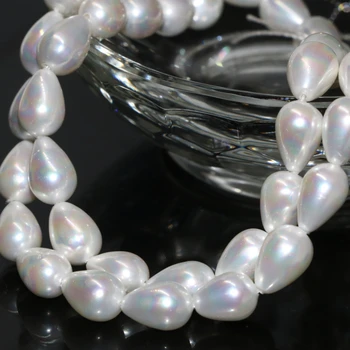 Dabas white shell pearl 7*10mm zaudēt krelles asaras waterdrop bezmaksas piegāde sievietes diy puse dāvanas, rotaslietas pieņemšanas 15inch B2283