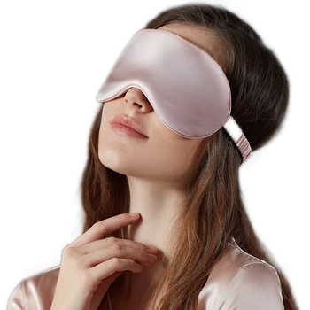 Dabīgā Zīda Miega Acu Maska Double-sided Rozā Black 3D Vāks Eyepatch Ēnā Miega Brilles Viegls Un Elpojošs Akls
