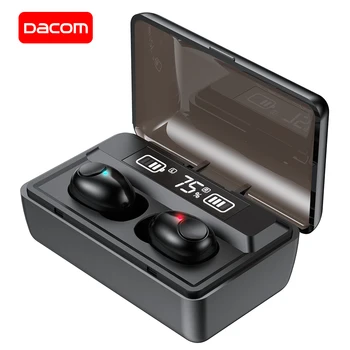 DACOM T8 Bluetooth Austiņas TWS Bezvadu Earbuds ar Microphon, Pārslēdzama Dziesmas, LED Uzlādes Displejs, iPhone, Samsung