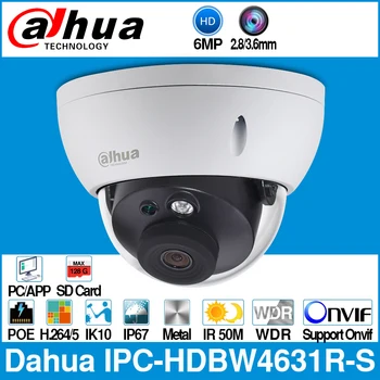 Dahua IPC-HDBW4631R-S 6MP IP Camera POE Kameras CCTV Atbalsta IK10 IP67 POE SD Kartes Slots Jauninājums No IPC-HDBW4431R-S Onvif