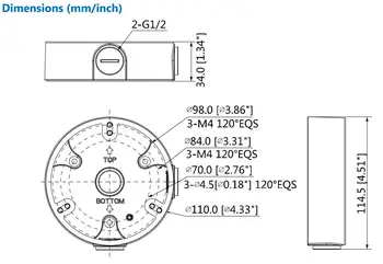Dahua PFA136 Ūdens necaurlaidīgs Atzarojuma Kārba IP Kameras Leņķi Stiprinājumi, Lai IPC-HDW4433C-A IPC-HDW1431S IPC-HDBW1431E IPC-HDBW4831E-ASE