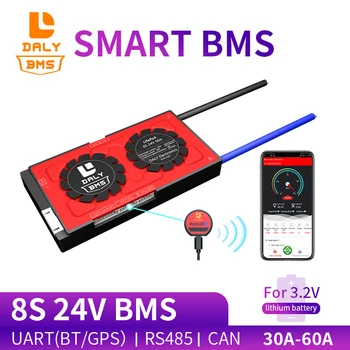 Daly 3.2 v 18650 smart BMS 8S 24V 30A 40A 60A Bluetooth 485 USB ierīces NTC UART programmatūras togther Lauva LiFepo4 Baterijas BMS
