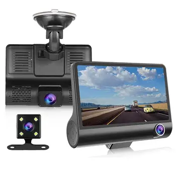 Dash Cam Dubultā Objektīva auto 1080P FHD DVR Auto Vadītāja Ieraksti Touch Ekrāns IPS Dash Kameru Video Ieraksti