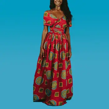 Dashiki Āfrikas Stila Kleitas Sievietēm Āfrikas Izdrukāt Plecu 3 Veidu Valkā 2019 Vasaras Puse Kleita Sexy Kleitas