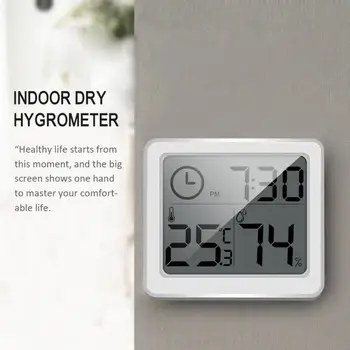 Daudzfunkciju Termometru, Higrometru, Automātiskās Elektroniskās Temperatūra Mitrums Monitors, Pulkstenis, 3.2 collu Liels LCD Ekrāns Lētāk