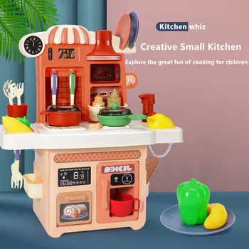 Daudzfunkcionāls Simulācijas Rotaļu Virtuves Komplekts Vieglās Mūzikas Cirkulācijas Ūdens Vārīšanas Un Cepšanas Bērnu rotaļu Māja Trauki