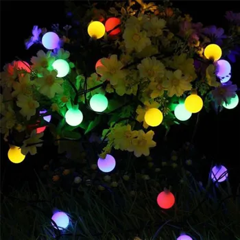 Daudzkrāsains 50Leds saules gaismas sērijas ūdensizturīgs āra bumbu pasaku string Brīvdienu Ziemassvētki Dārza Kāzu Mājas apdare, LED string