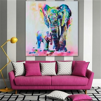 Daudzkrāsains Ziloņu Mātei Modelis Kanvas Glezna uz Dzīvojamās Istabas Sienas Dekors Dzīvniekiem, Plakātus, Kanvas Izdrukas, Sienu Mākslas Dropshipping