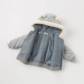 DBA10921 dave bella ziemas bērnu zēniem kapuci, kabatām mētelis zīdaiņu polsterēta jaka bērniem, augstas kvalitātes mētelis bērniem, polsterētas jakas