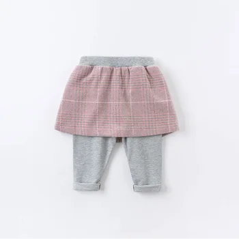 DBJ14538-2 dave bella rudens bērns meitenes modes pleds kabatas bikses bērniem, pilna garuma bikses bērniem zīdaiņu toddler bikses