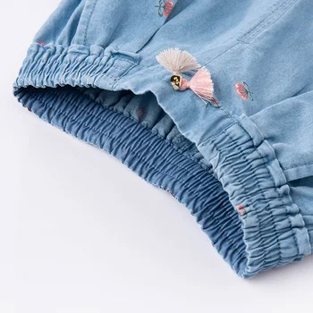 DBJ16830 dave bella pavasarī baby meitenes modes ziedu drukāt kabatas bikses bērniem, pilna garuma bikses bērniem zīdaiņu toddler bikses