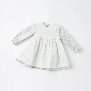 DBZ17116 dave bella pavasarī baby meitene cute ziedu drukāt kleita bērnu modes puse kleita bērniem, zīdaiņu lolita drēbes