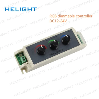 DC12V-24V 9.A Rokturi RGB LED Dimmer Controller 3 Kanālu Izeja RGB Multi-Krāsu LED Sloksnes Gaismas