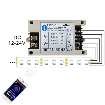 DC12V-24V RGB RGBW Bluetooth LED Kontrolieris BT Bezvadu 24Key INFRASARKANO staru Tālvadības RGB Controler Par RGB LED Strip Gaismas ar Android/IOS