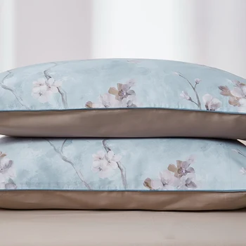 Debesis Zilas augu drukāt gultasveļa lapu Luksusa Ēģiptes kokvilnas gultas komplekts mājas tekstila Ziedu pastorālo Eiropas Satīna veļa