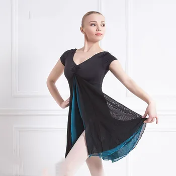 Debesis zilas baleta kleitu sieviete bodysuit black vingrošana leotard deja, balets leotards sieviešu deju praksi apģērbu