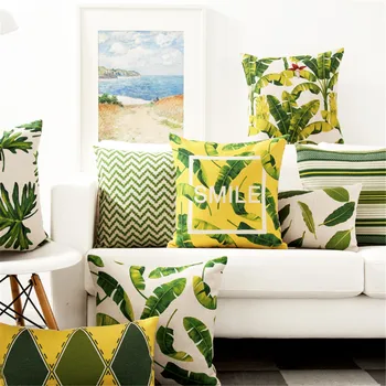 Dekoratīvie mest spilvens gadījumā yellow green leaf lapām spilvena segums, dīvāns krēsls būtiska cojines capa de almofadas 45x45cm