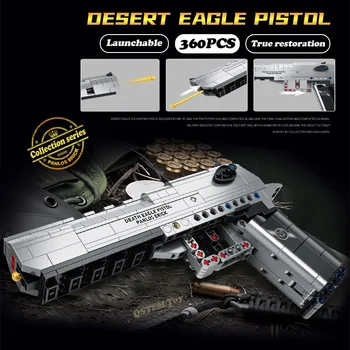 Desert eagle pistol pistole pistoli militāro ww2 celtniecības bloki, ķieģeļi komplekts ieroci sērijas km rotaļlietas zēniem