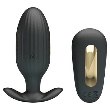 Diezgan patīk 3. elektriskās strāvas trieciena 7 vibrācijas bezvadu kontroles zelta silikona anālais krelles butt plug stimulators vibrators seksa rotaļlietu sieviete