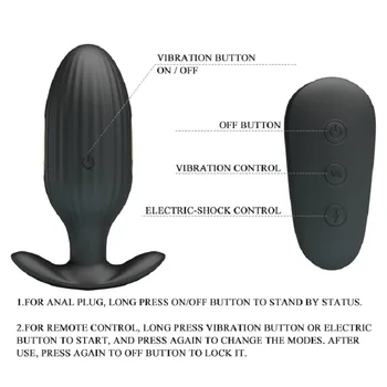 Diezgan patīk 3. elektriskās strāvas trieciena 7 vibrācijas bezvadu kontroles zelta silikona anālais krelles butt plug stimulators vibrators seksa rotaļlietu sieviete