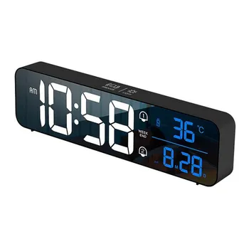 Digitālais Modinātājs Balss Kontroles Atlikt Mūzika LED Pulkstenis, Temperatūras Datums Displejs Galda Pulkstenis Digital Dzīvojamā Istaba Dekori