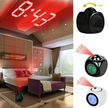 Digitālais Modinātājs LED Projektors Temperatūras Termometrs Galda Laiks, Datums Display Projekcijas Kalendāra USB Lādētāju, Galda Pulkstenis