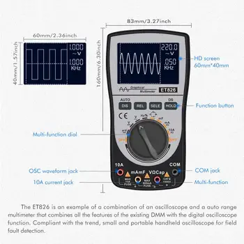 Digitālā Osciloskopa Viļņu Ģenerators Multimetrs Testeri 4000 skaits Osciloskopa Portatīvie LCD Displejs Auto Testa Metru Rīki