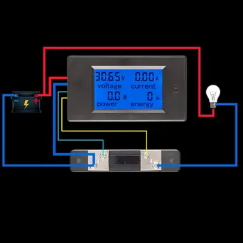 Digitālās Strāvas Spriegums Jaudas Enerģijas Mērītājs DC 6.5-100V 0-100A LCD Displejs Multimetrs Ammeter Voltmetrs 100.A Pašreizējo Šunta