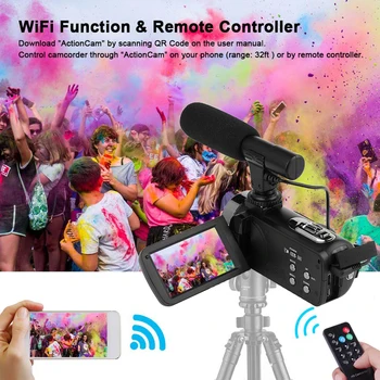 Digitālās Video Videokameras HD (4K Wi-Fi 48MP Iebūvēts Aizpildīt Lampas Touch Screen Vlogging Youtube Video Digitālās Fotokameras Elektronisko Tas