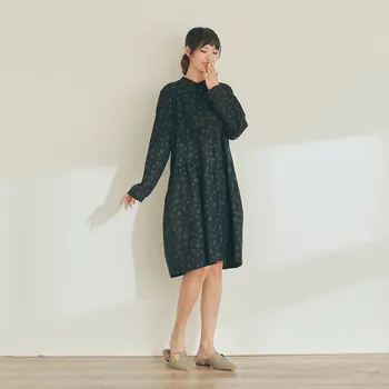 DIMANAF Plus Lieluma Sievietēm Kleita Kokvilnas Rudens Stilu Savārstījums Sieviešu Polka Dot Zaudēt Modes Vintage Gadījuma Ir 2021. Lielo Izmēru Kleitas