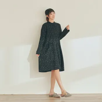 DIMANAF Plus Lieluma Sievietēm Kleita Kokvilnas Rudens Stilu Savārstījums Sieviešu Polka Dot Zaudēt Modes Vintage Gadījuma Ir 2021. Lielo Izmēru Kleitas