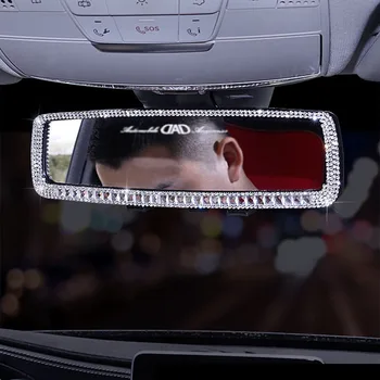 Dimanta Automašīnu Atpakaļskata Spogulis Kristāla Rhinestones Auto Interjera Atpakaļskata Apdare Auto Piederumi Meiteni, Dāmas, Sievietes