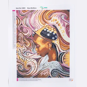 Dimanta Glezniecības Portreta Diezgan Melnā Sieviete 5D Rhinestone Komplekts DIY Pilna Kārtā Daži AB Urbt Mozaīkas Augstas Kvalitātes Izšūšanas Komplekts