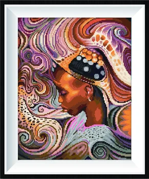 Dimanta Glezniecības Portreta Diezgan Melnā Sieviete 5D Rhinestone Komplekts DIY Pilna Kārtā Daži AB Urbt Mozaīkas Augstas Kvalitātes Izšūšanas Komplekts