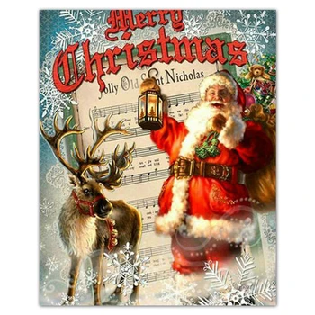 Dimanta Krāsošana Santa Claus Dekorācijas Pilnībā Izšūšanas Darbi Ar Dimanta Mozaīkas Pilnu Kvadrātveida Urbt Ziemas Komplektu Ziemassvētku Dāvanu