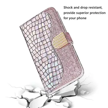Dimanta Spīdums Flip Case For Samsung Galaxy S8 S9 S10 E S20 Note10 Plus S10E S7 malas A51 A71 A01 A50 A70 A10 A20 S Vāka Meitene
