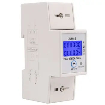 Din Sliedes vienfāzes Wattmeter Enerģijas Patēriņu W Elektronisko Enerģijas Skaitītājs kWh 5-80A 230V AC 50Hz ar Atiestatīšanas Funkcija