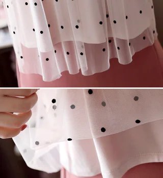 Dingaozlz 2020. gada Vasaras Gadījuma Šifona kreklu Jauno Modes Sieviešu Topi Salds Polka dot Acs Mežģīņu blūze Blusa