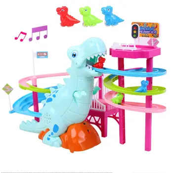 Dinozauru Paradīze Uzvalks Cūku Rotaļlietas, Kāpjot Pa Kāpnēm Dziesmu Peggy Slaidu Elektriskā Montāža Ar Mūziku, Krāsains