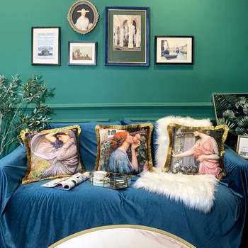 Diphylleia Retro mākslas Eļļas glezna izdrukāt Mājās Dekoratīvās dzīvojamā istaba dīvāns ķēriens spilvendrāna spilvens segums pušķis spilvena segums