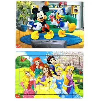 Disney 30 Gabals Princese Saldēti Mickey Koka Kastē Puzzle Pirmskolas Izglītību Bērniem Apakšējā Lodziņā Puzzle Rotaļlietas Bērniem